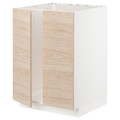 METOD Base cabinet for sink + 2 doors, white/Askersund light ash effect, 60x60 cm