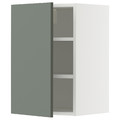 METOD Wall cabinet with shelves, white/Nickebo matt grey-green, 40x60 cm