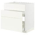 METOD / MAXIMERA Base cab f sink+3 fronts/2 drawers, white/Vallstena white, 80x60 cm