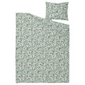 RODGERSIA Duvet cover and pillowcase, green/white, 150x200/50x60 cm