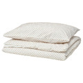 BANDKNIPPE Duvet cover and pillowcase, white/beige, 150x200/50x60 cm