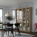 BILLY / OXBERG Bookcase comb w glass doors, oak effect, 160x202 cm