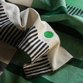 MÄVINN Curtains, 1 pair, black/white/stripe green, 110x250 cm