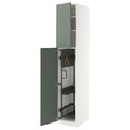 METOD High cabinet with cleaning interior, white/Nickebo matt grey-green, 40x60x220 cm
