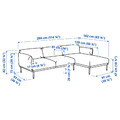 ÄPPLARYD 3-seat sofa with chaise longue, Lejde light grey