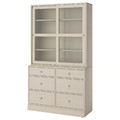 HAVSTA Storage combination w glass-doors, grey-beige, 121x47x212 cm