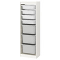 TROFAST Storage combination with boxes, white, white gray, 46x30x145 cm