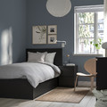 MALM Bed frame, high, w 2 storage boxes, black-brown/Lindbåden, 90x200 cm
