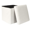 Folding Pouffe, boucle, white