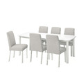 STRANDTORP / BERGMUND Table and 6 chairs, white/Orrsta light grey, 150/205/260 cm