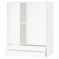 METOD / MAXIMERA Wall cabinet w 2 doors/2 drawers, white/Voxtorp matt white, 80x100 cm