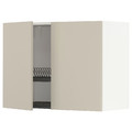 METOD Wall cabinet w dish drainer/2 doors, white/Havstorp beige, 80x60 cm