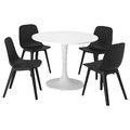 DOCKSTA / ODGER Table and 4 chairs, white white/anthracite, 103 cm