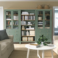 HEMNES Storage combination w doors/drawers, grey-green/light brown stained, 270x197 cm