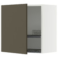 METOD Wall cabinet with dish drainer, white/Havstorp brown-beige, 60x60 cm