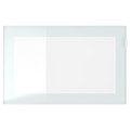 BESTÅ TV storage combination/glass doors, white stained oak effect/Selsviken high-gloss/white clear glass, 180x42x192 cm