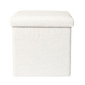 Folding Pouffe, boucle, white