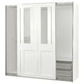 PAX / GRIMO Wardrobe with sliding doors, white/clear glass white, 200x66x201 cm