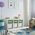 TROFAST Storage combination with boxes, white light green/white, 99x44x56 cm