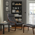 POÄNG Armchair and footstool, brown/Gunnared dark grey