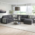 VIMLE Corner sofa, 5-seat w chaise longue, with wide armrests/Gunnared medium grey