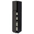 METOD / MAXIMERA Hi cab w 2 doors/4 drawers, black/Upplöv matt anthracite, 40x60x200 cm