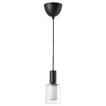 SUNNEBY / MOLNART Pendant lamp with light bulb, black textile/cylinder striped