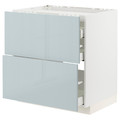 METOD / MAXIMERA Base cab f hob/2 fronts/3 drawers, white/Kallarp light grey-blue, 80x60 cm