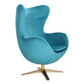 Armchair Egg Velvet Gold, blue