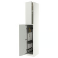 METOD High cabinet with cleaning interior, white/Aspudden light grey, 40x60x240 cm