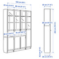 BILLY / OXBERG Bookcase comb w panel/glass doors, dark brown oak effect, 160x202 cm