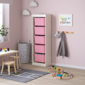 TROFAST Storage combination with boxes, white/pink, 46x30x145 cm