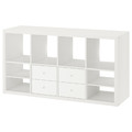 KALLAX Shelving unit, with 4 drawers/with 2 shelf inserts white, 147x77 cm