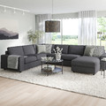VIMLE Corner sofa, 5-seat w chaise longue, with wide armrests/Gunnared medium grey