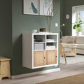 KALLAX Insert with door, pine/woven poplar, 33x33 cm