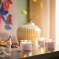 HÖKGÖK Scented candle in glass, Pink flowers pale pink, 12 hr