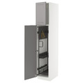 METOD High cabinet with cleaning interior, white/Bodbyn grey, 40x60x200 cm
