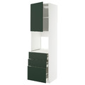 METOD / MAXIMERA High cab f oven w door/3 drawers, white/Havstorp deep green, 60x60x220 cm