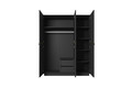 Wardrobe with Drawer Unit Nicole 150 cm, matt black, gold handles