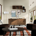BESTÅ Storage combination with drawers, black-brown/Lappviken/Stubbarp walnut effect, 180x42x74 cm