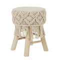 Boho Woven Stool, natural wood