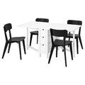 NORDEN / LISABO Table and 4 chairs, white/black, 26/89/152 cm