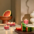 LOTSFÅGEL Scented candle in glass, Watermelon bright pink, 40 hr