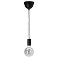 SUNNEBY / MOLNART Pendant lamp, black/globe grey clear glass, 125 mm