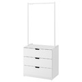 NORDLI Chest of 3 drawers, white, 80x192 cm