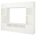 BESTÅ TV storage combination/glass doors, white/Lappviken white clear glass, 300x42x231 cm