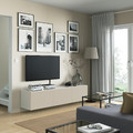 BESTÅ TV bench with doors, white/Lappviken light grey/beige, 180x42x38 cm
