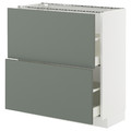 METOD / MAXIMERA Base cabinet with 2 drawers, white/Nickebo matt grey-green, 80x37 cm