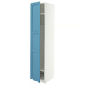 METOD High cabinet w shelves/wire basket, white/Lerhyttan blue, 40x60x200 cm