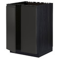 METOD Base cabinet for sink + 2 doors, black/Upplöv matt anthracite, 60x60 cm
